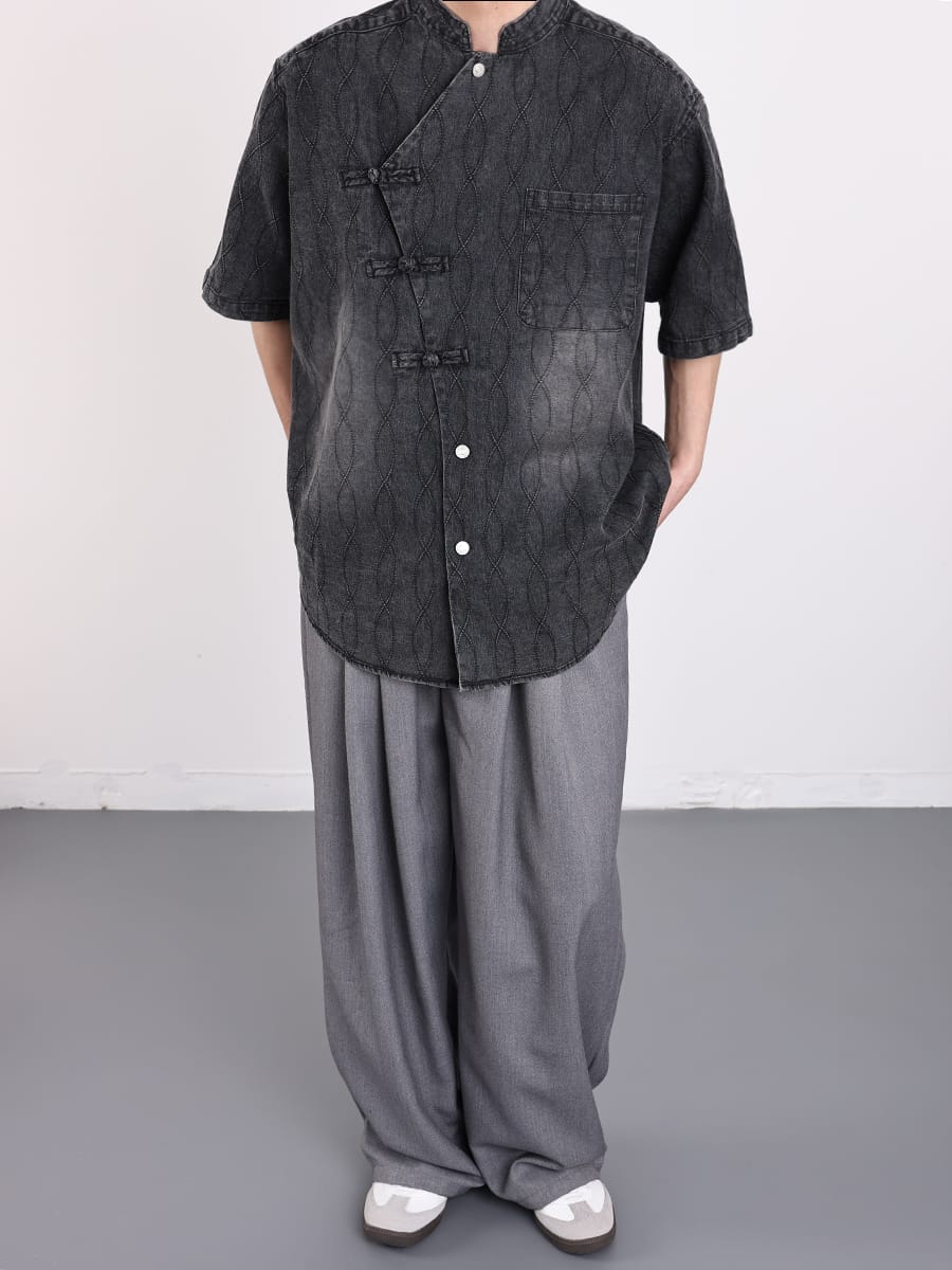 男性用のカジュアルな中華風チャイナ服"