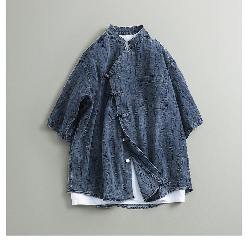 チャイナ風のデニムジャケット