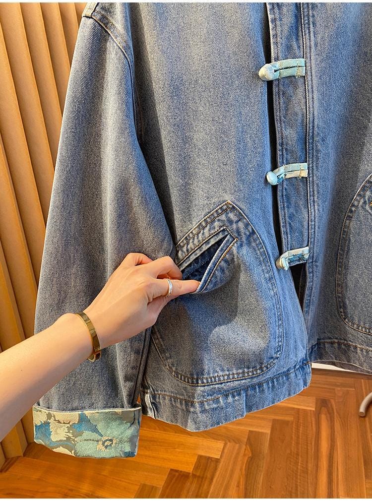 中国服のデニムジャケット