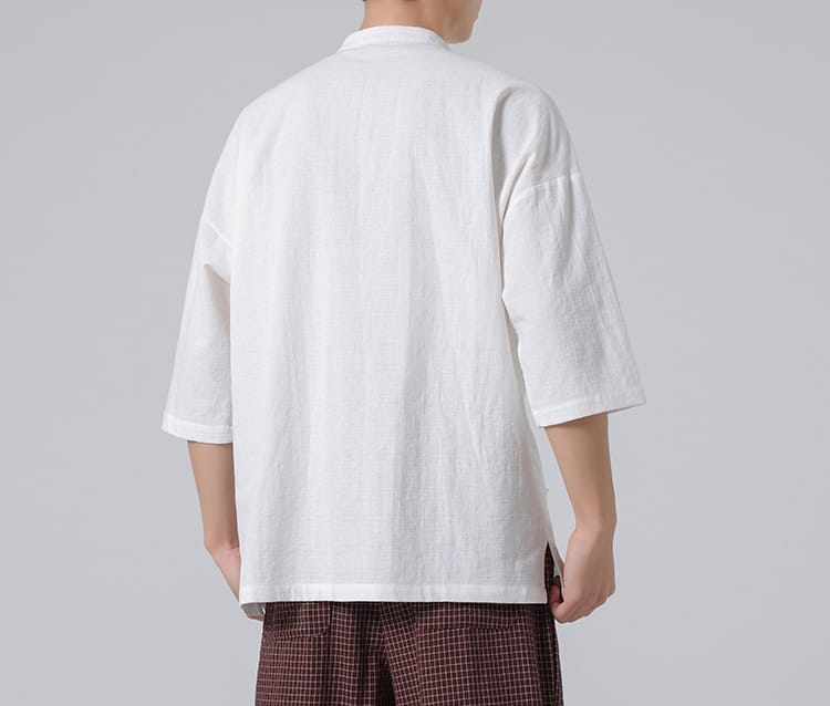 メンズの中国服五分袖シャツ