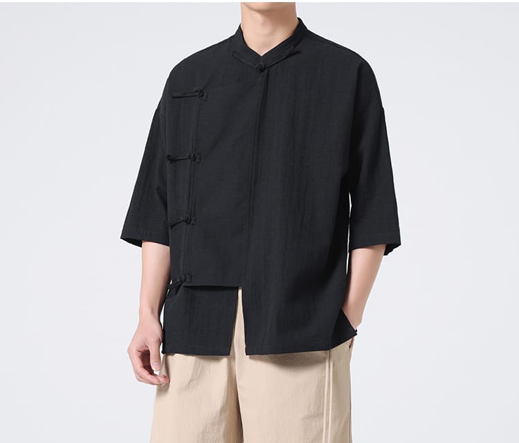 男性用の中国服半袖シャツ