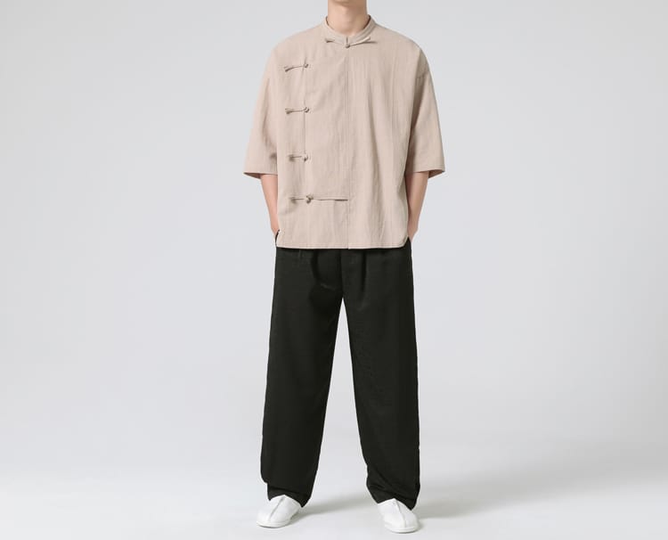 メンズのチャイナ風カジュアル半袖シャツ