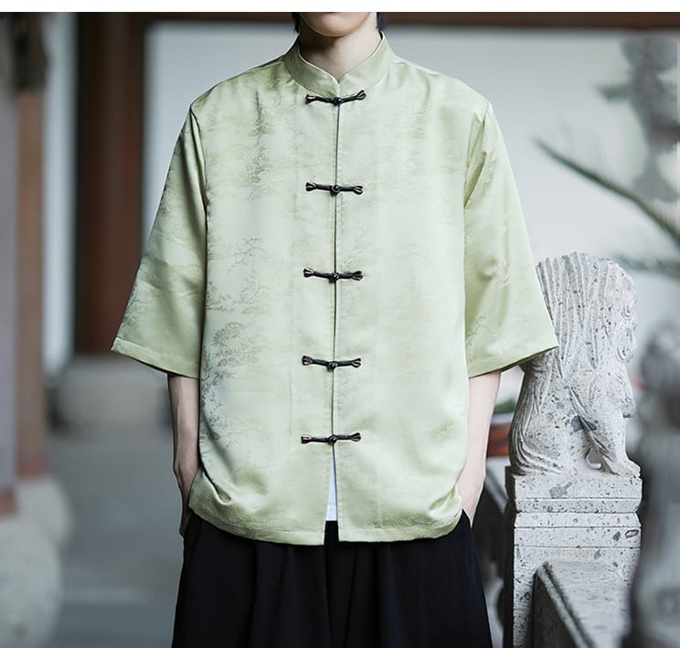 メンズのチャイナ風アロハシャツ