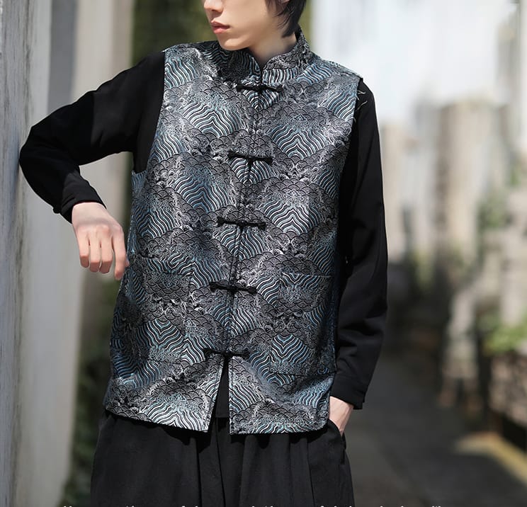 メンズのジャガード織のチャイナベスト