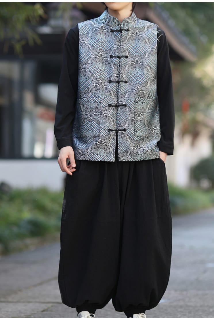 男性用のジャガード織のチャイナベスト