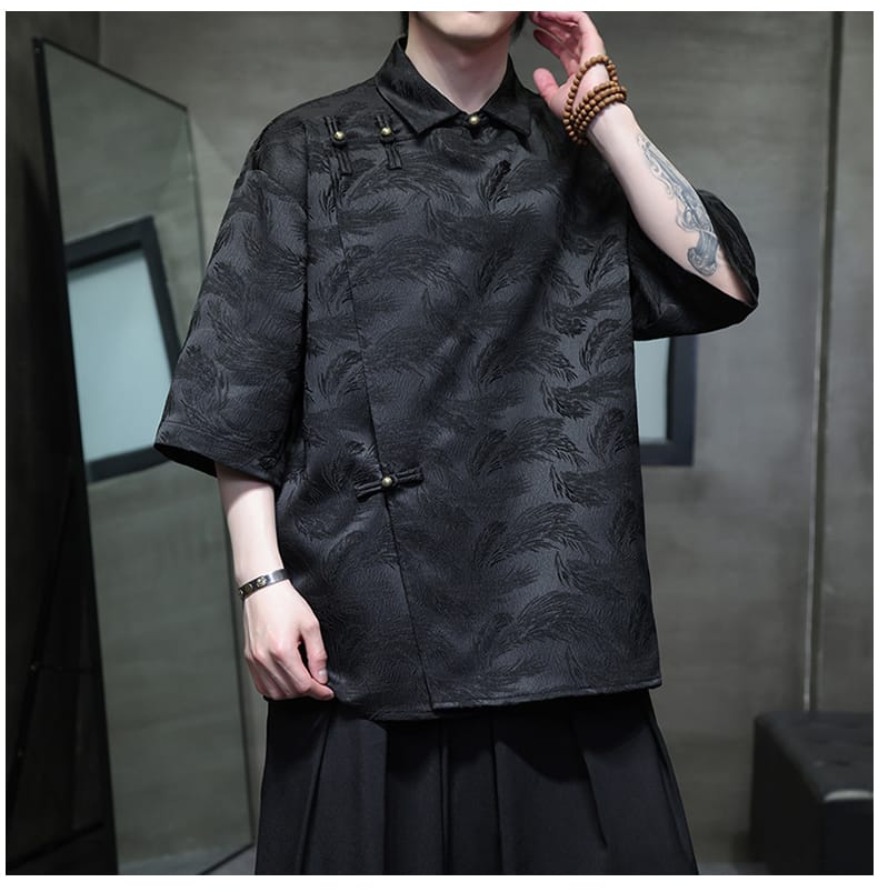 メンズの中国服半袖シャツ