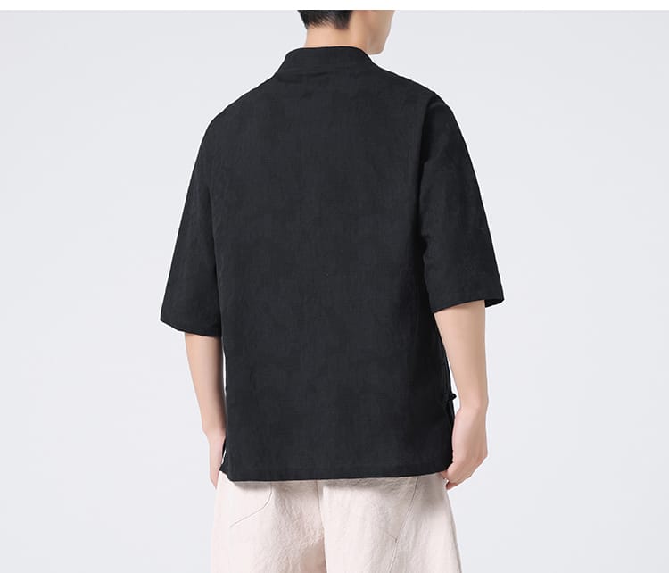 メンズのジャガード模様半袖シャツ