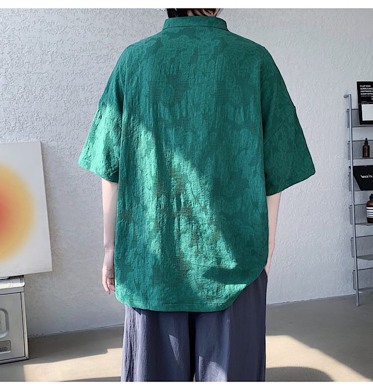 男性用のチャイナ風半袖Tシャツ