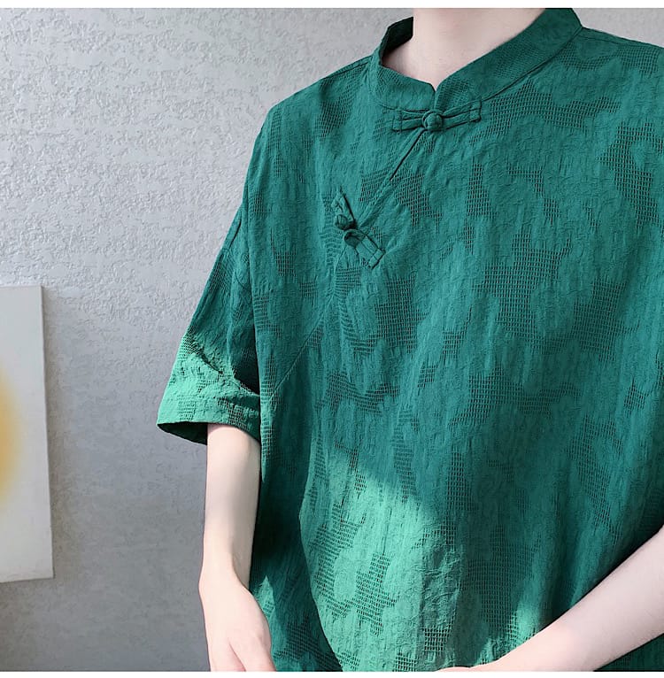 メンズのチャイナ風半袖Tシャツ