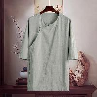 軽量な薄手綿麻素材の5分袖Tシャツ！ミニマルなデザイン！暑い真夏に最適なアイテムです。