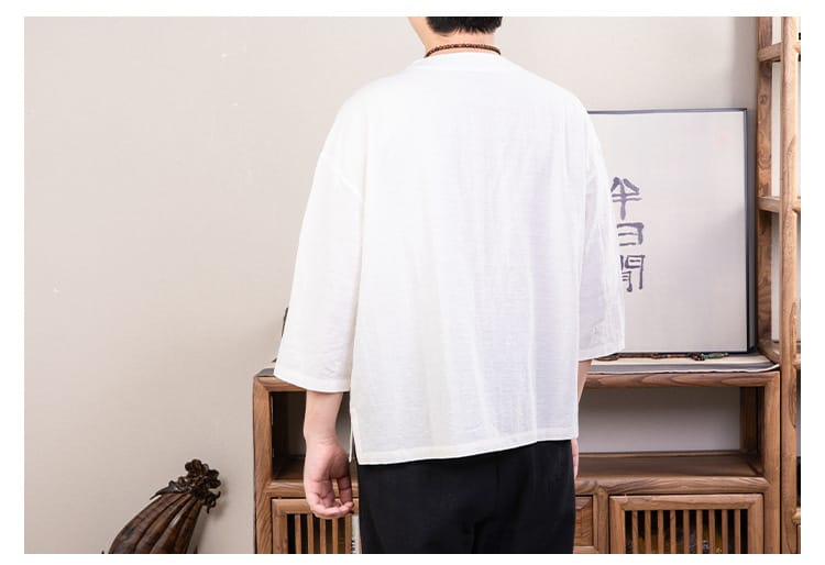 中国風の合わせ襟Tシャツ