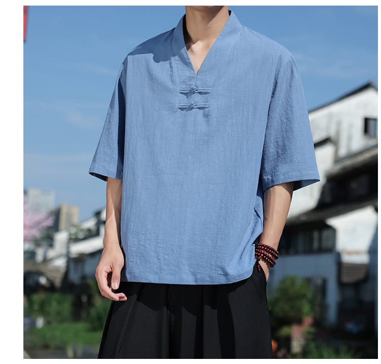 メンズの中国風のTシャツ"