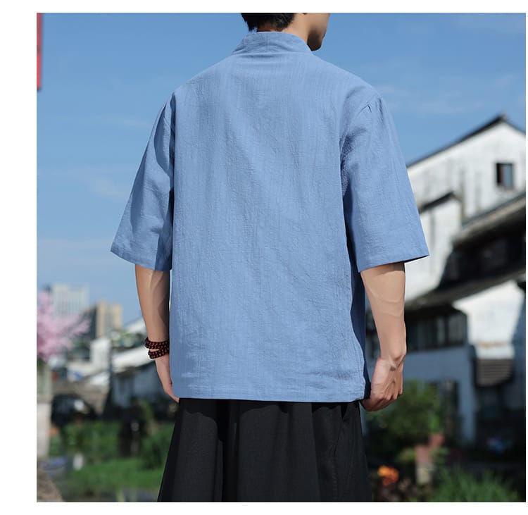 男性用の中国風のTシャツ"