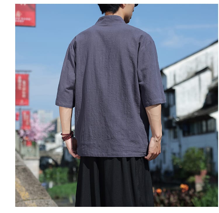 男性用のチャイナ風カジュアルTシャツ