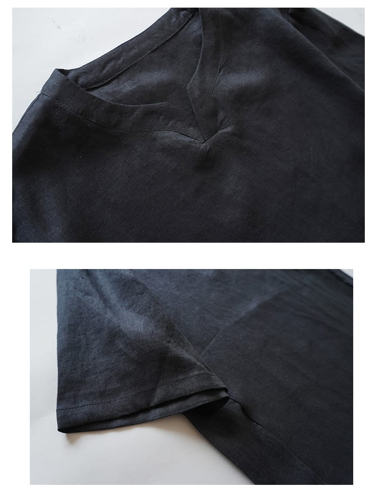 メンズのチャイナV ネック半袖Tシャツ