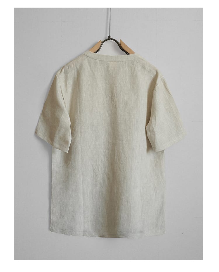 メンズのチャイナVネック半袖Tシャツ