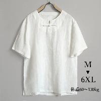 涼しげな質感のチャイナTシャツ。チャイナボタンが付いたY字襟が特徴です。