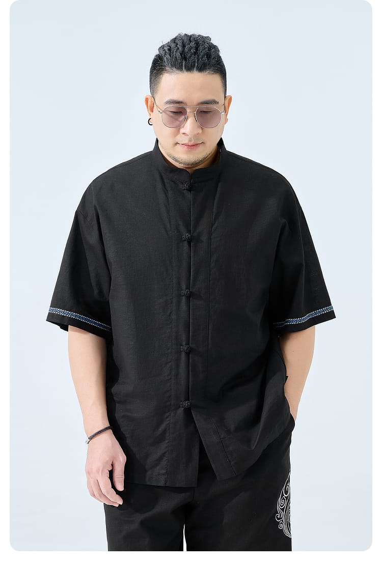 大きいサイズの男性用チャイナシャツ