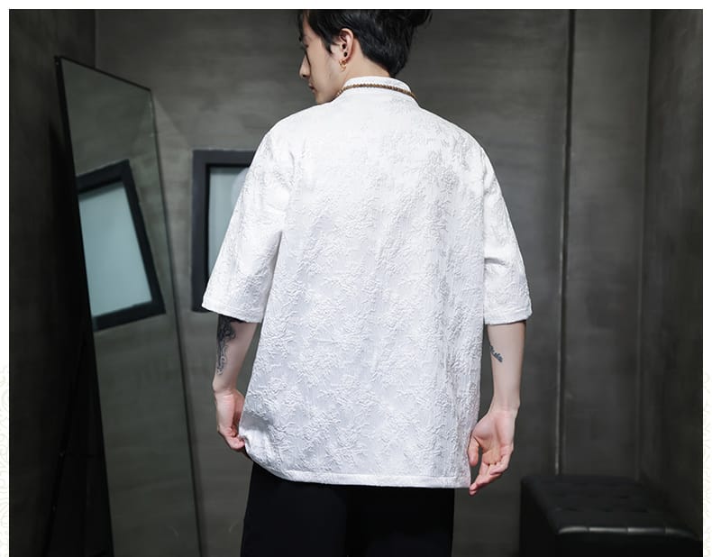 メンズのチャイナ半袖シャツ