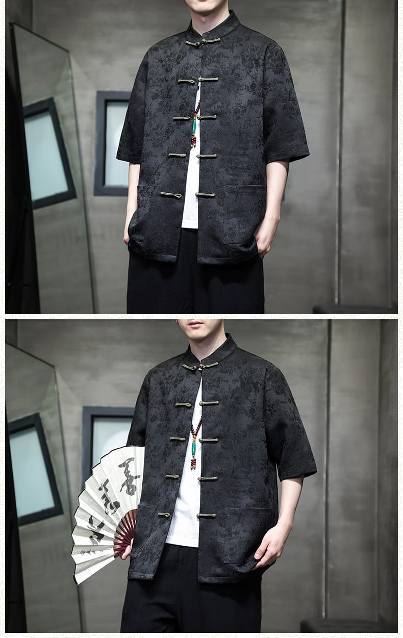 メンズのアイスシルクチャイナシャツ