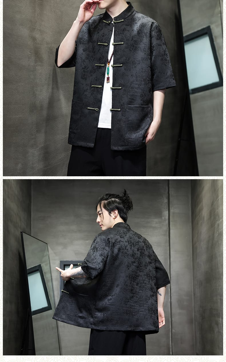 メンズのチャイナ風カジュアル半袖シャツ
