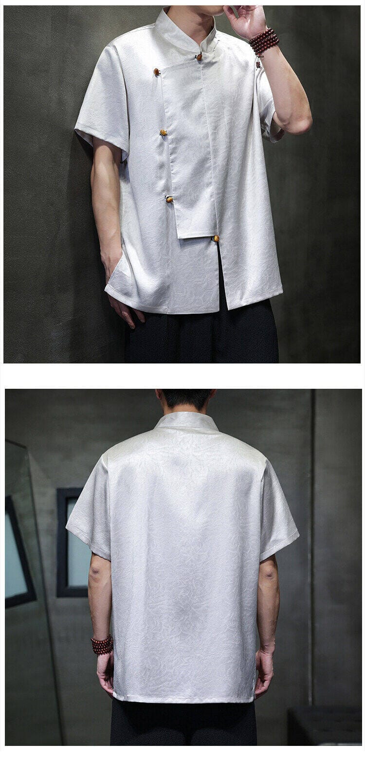 メンズのチャイナ半袖シャツ