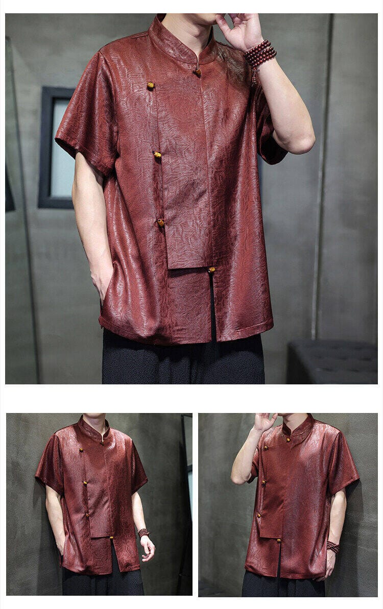 メンズのアイスシルクチャイナシャツ