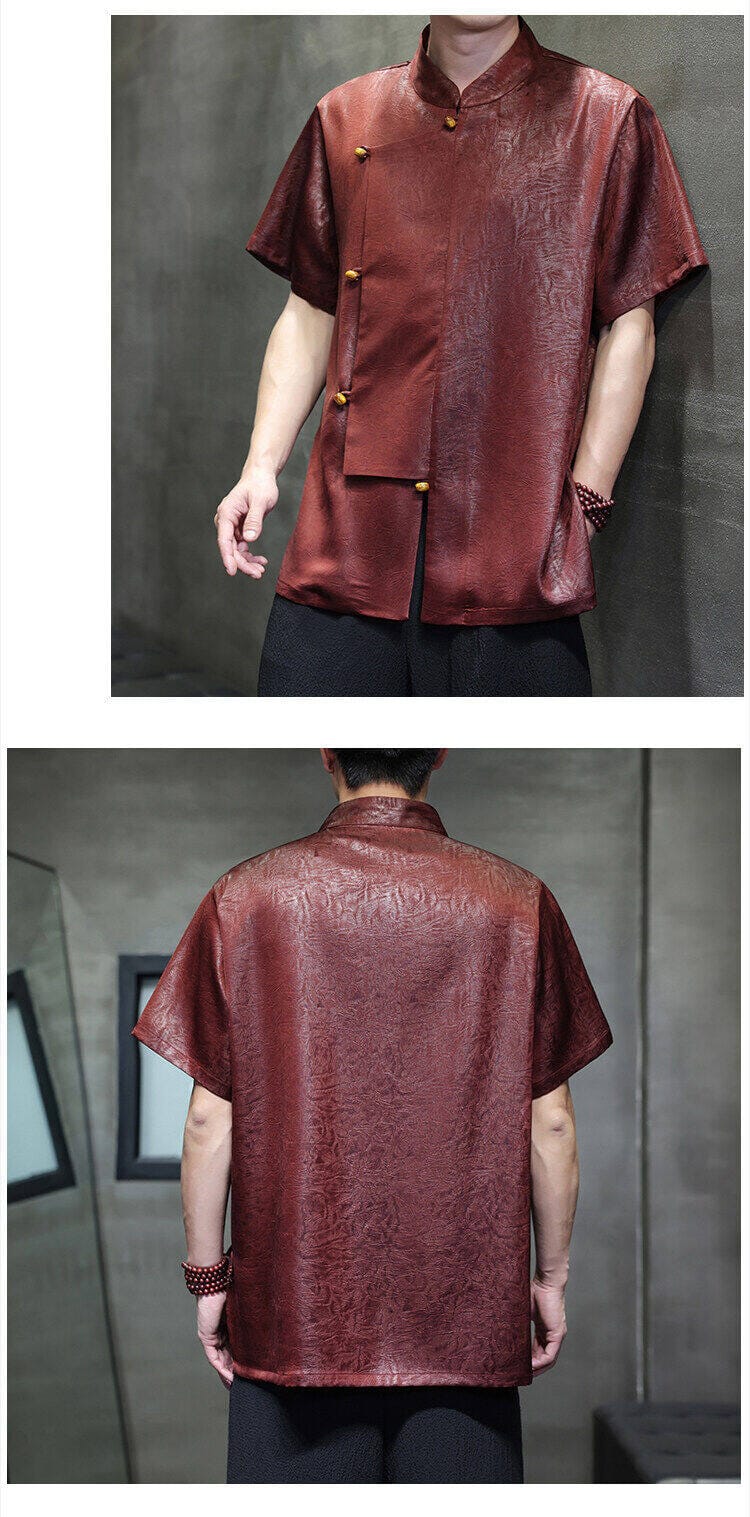 男性用のアイスシルクチャイナシャツ