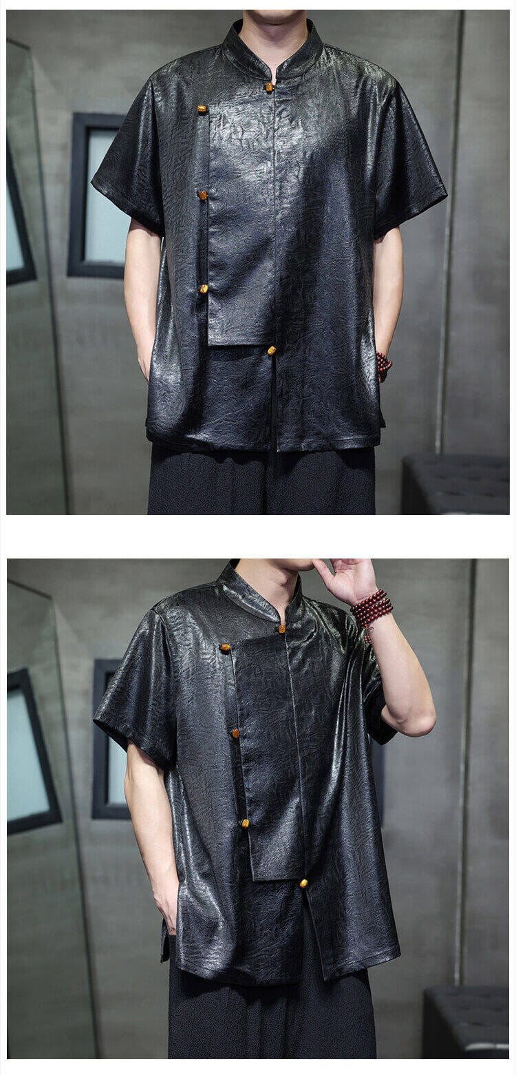 メンズのチャイナ風カジュアル半袖シャツ