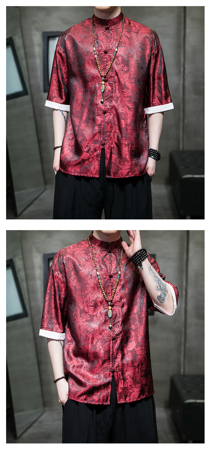 メンズのアイスシルクチャイナシャツ