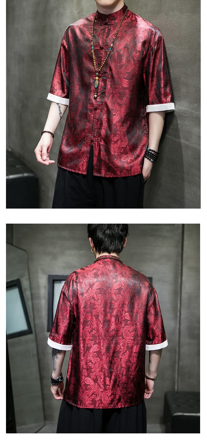 男性用のアイスシルクチャイナシャツ