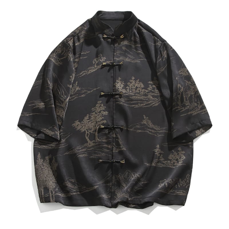 薄手で涼しいアイスシルク素材を使用した5分袖シャツ