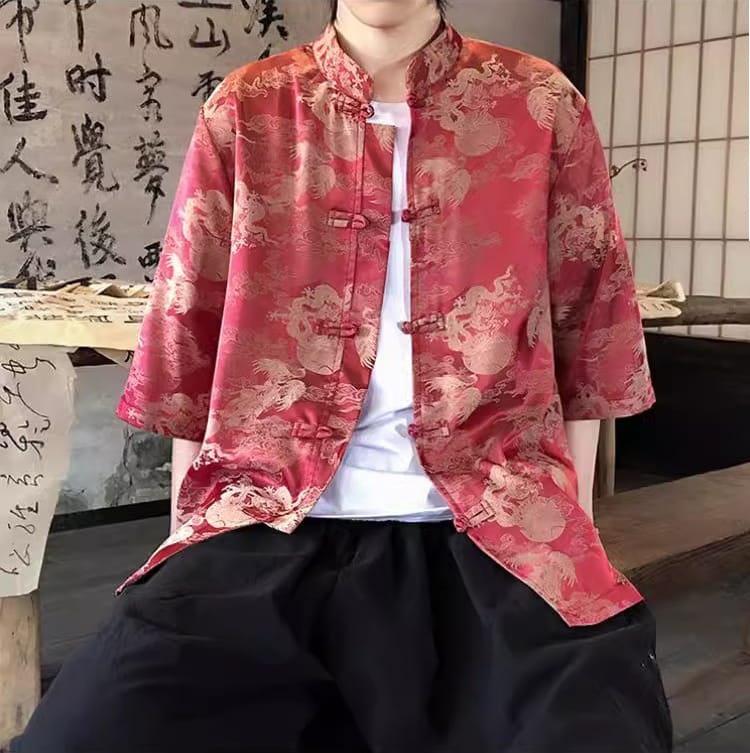 男性用のアイスシルクチャイナシャツ