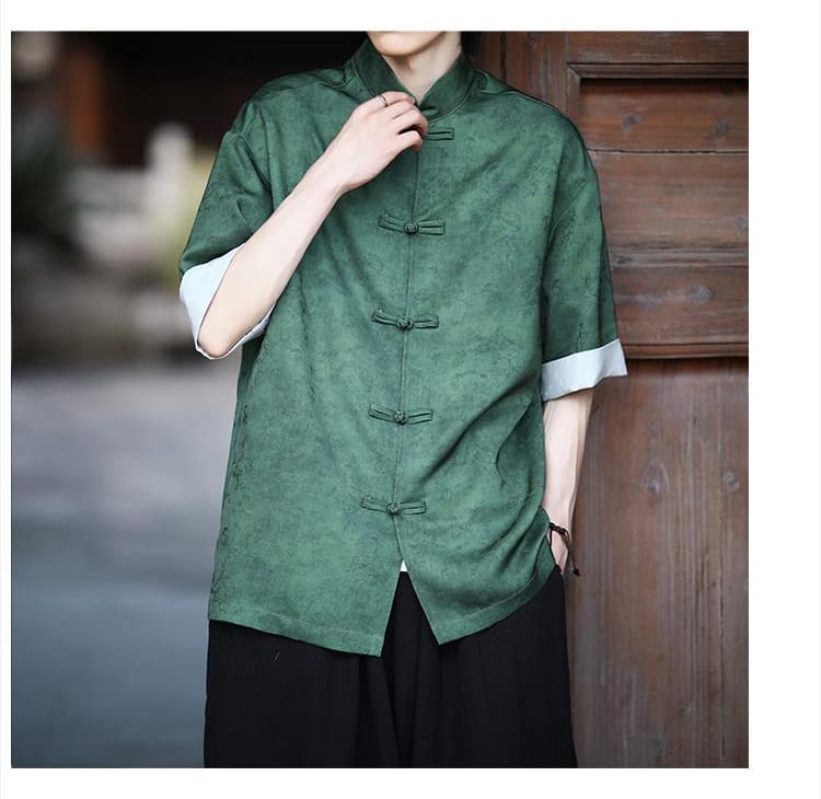 メンズのチャイナ半袖シャツ