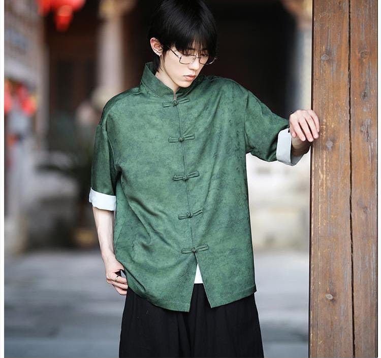 メンズのアイスシルクチャイナシャツ