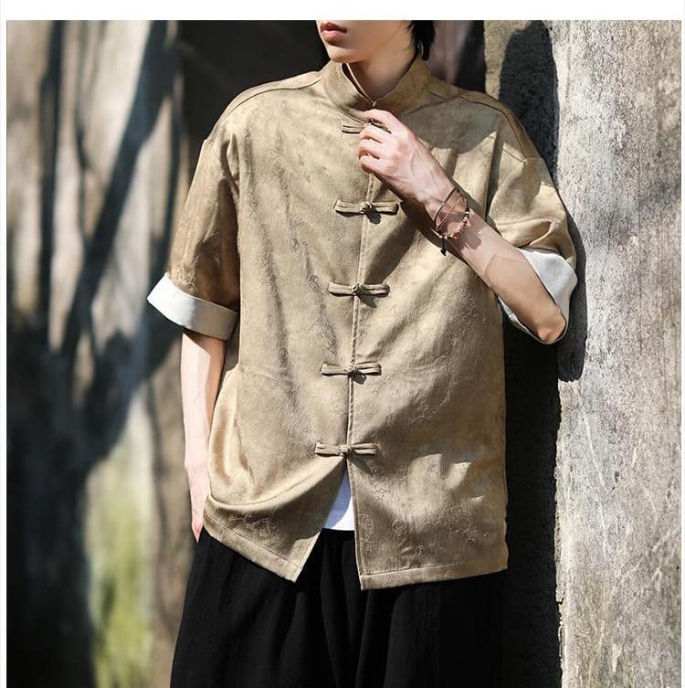 メンズのチャイナ風カジュアル半袖シャツ