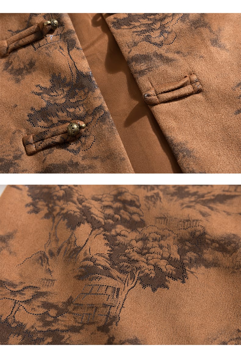 メンズのスウェードチャイナジャケット