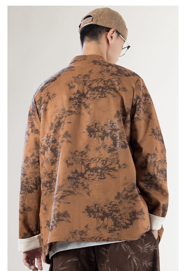 男性用のスウェードチャイナジャケット