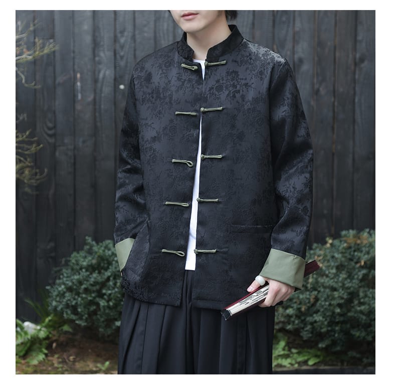 メンズの中国ャガード織長袖ジャケット