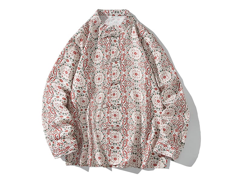 メンズのチャイナ立ち襟シャツ