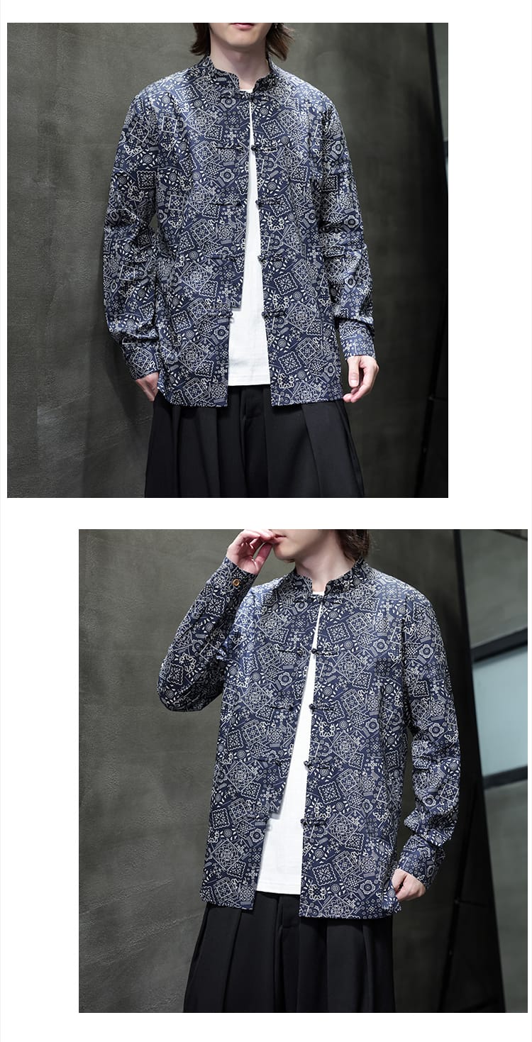 メンズの中国カジュアル長袖シャツ