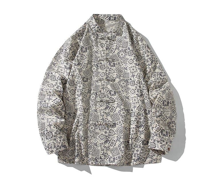 メンズのチャイナ立ち襟シャツ