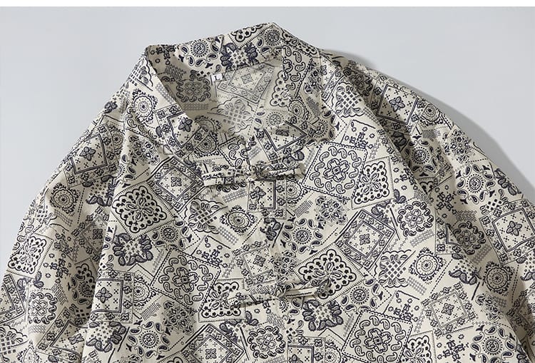 メンズのチャイナ風カジュアル長袖シャツ