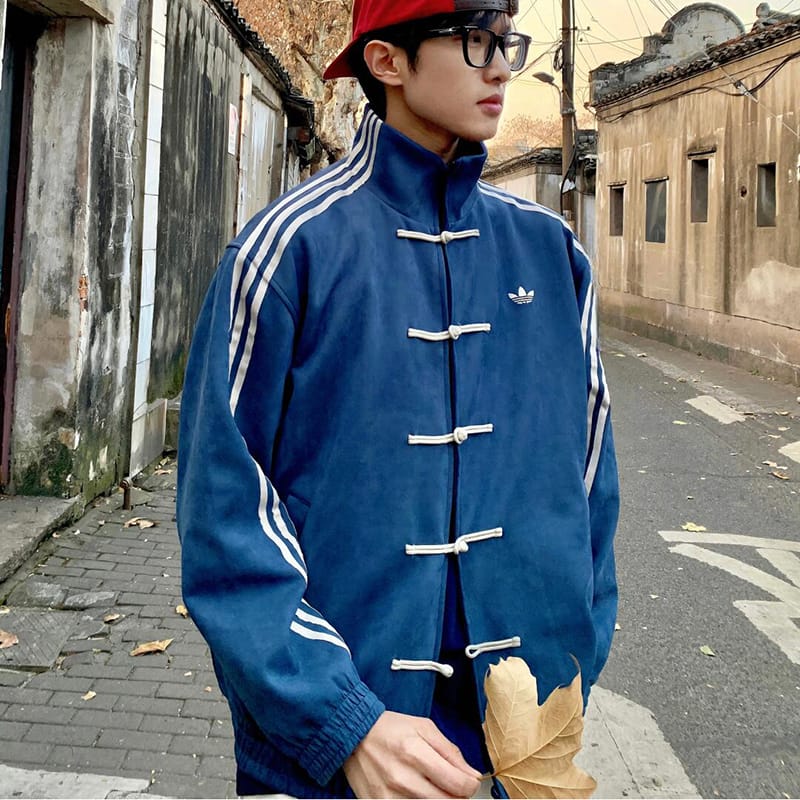 チャイナ風フェイクスウェードジャージ（ ジャケット・アウター