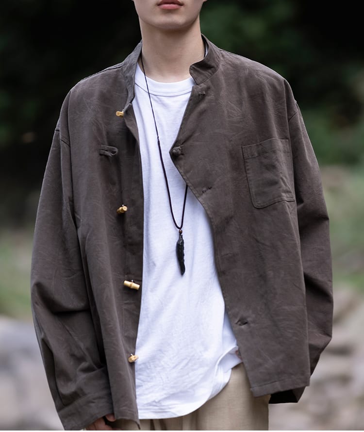 男性用のチャイナ風カジュアルシャツ