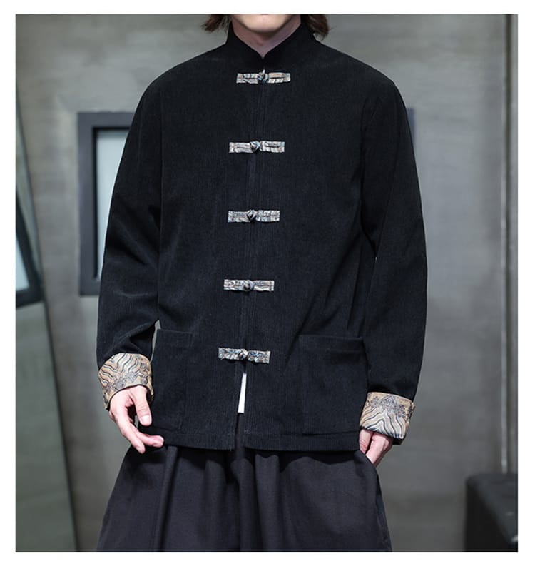 メンズのチャイナ風コーデュロイチャイナジャケット