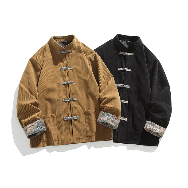 温かみのあるコーデュロイ素材を使ったチャイナジャケット