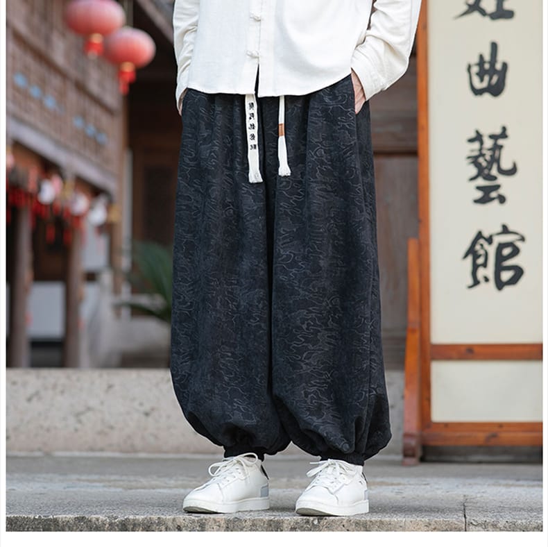 メンズのカンフーランタンパンツ