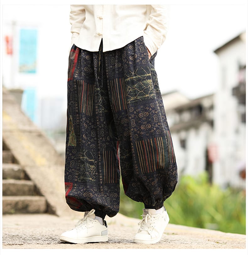 男性用のチャイナランタンパンツ