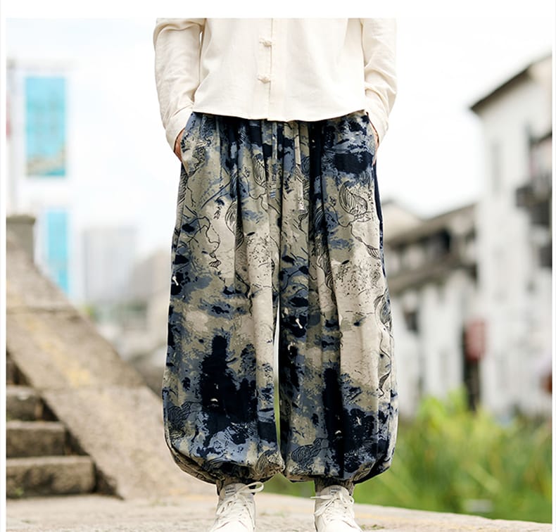 メンズの裾リブチャイナパンツ